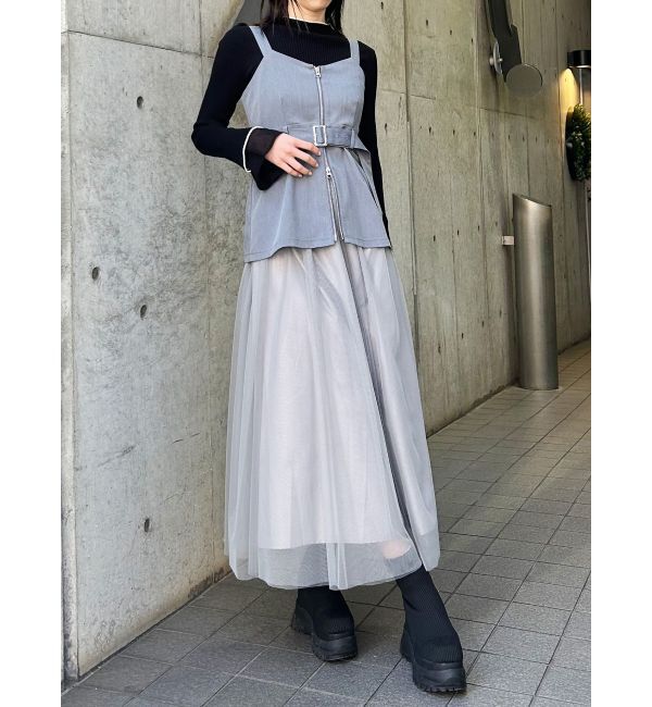 MURUA「チュールジャンパースカート」|ワンピース|グレー
