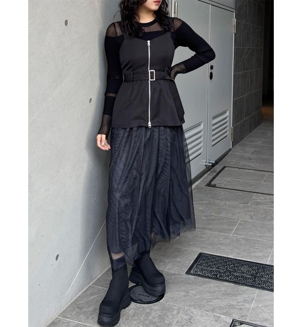 MURUA「チュールジャンパースカート」|ワンピース|ブラック