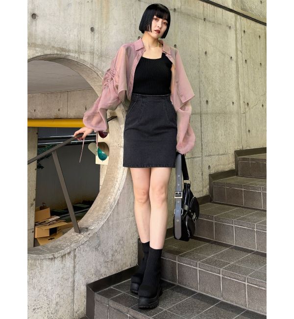 MURUA「リボンドロストスリーブシャイニーシアーシャツ」|シャツ・ブラウス|