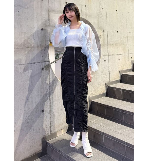 MURUA「リボンドロストスリーブシャイニーシアーシャツ」|シャツ・ブラウス|