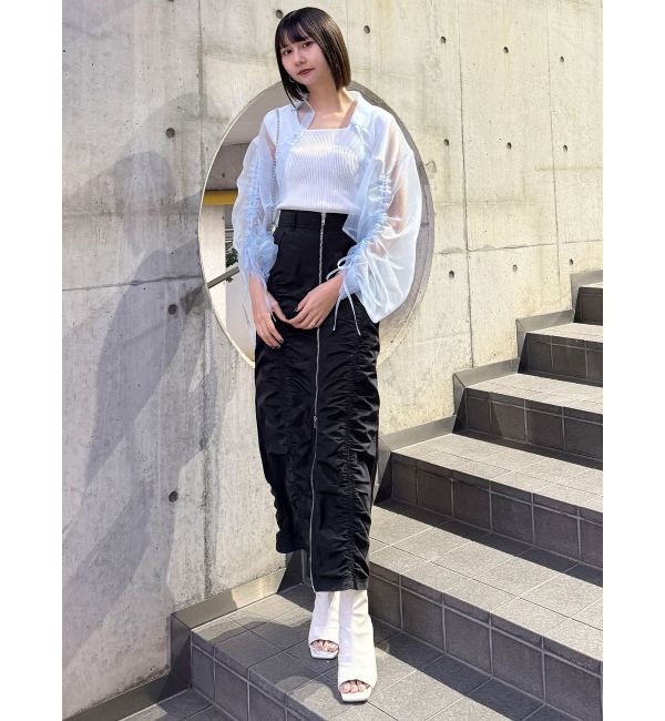 MURUA「リボンドロストスリーブシャイニーシアーシャツ」|シャツ・ブラウス|