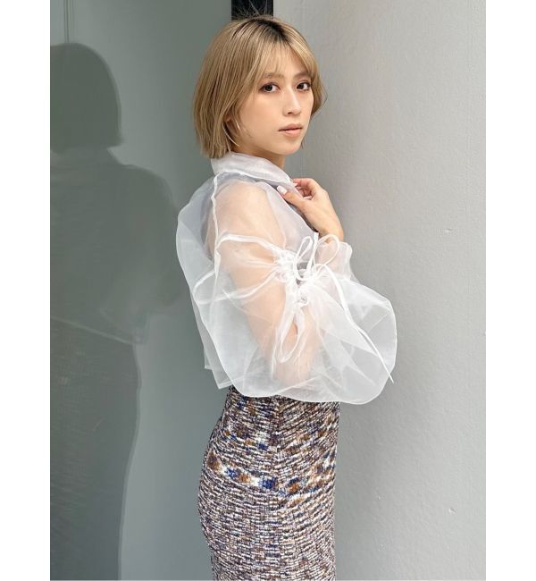 MURUA「リボンドロストスリーブシャイニーシアーシャツ」|シャツ・ブラウス|