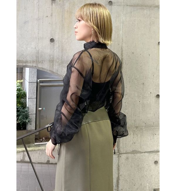 MURUA「リボンドロストスリーブシャイニーシアーシャツ」|シャツ・ブラウス|