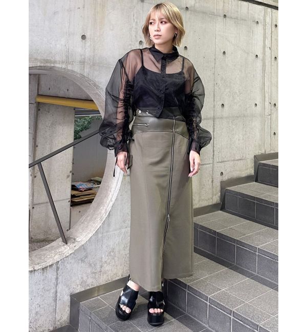 MURUA「リボンドロストスリーブシャイニーシアーシャツ」|シャツ・ブラウス|