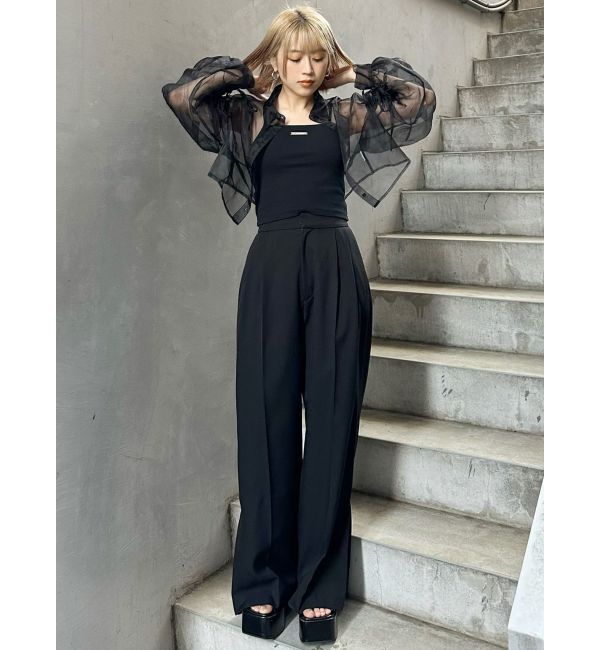 MURUA「リボンドロストスリーブシャイニーシアーシャツ」|シャツ・ブラウス|