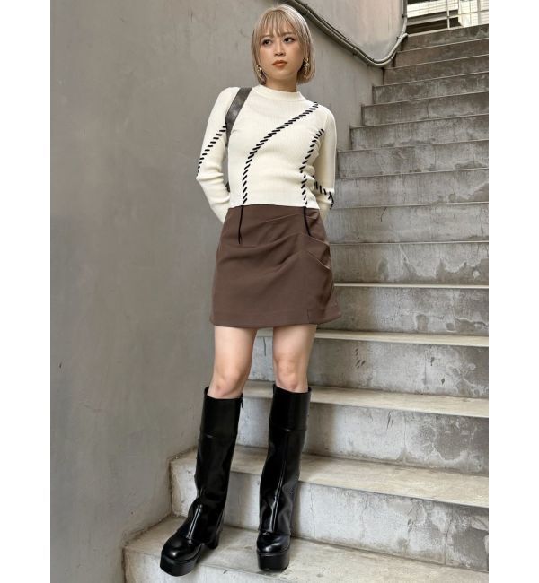 MURUA「2wayスタッズカバーブーツ」|ロングブーツ|