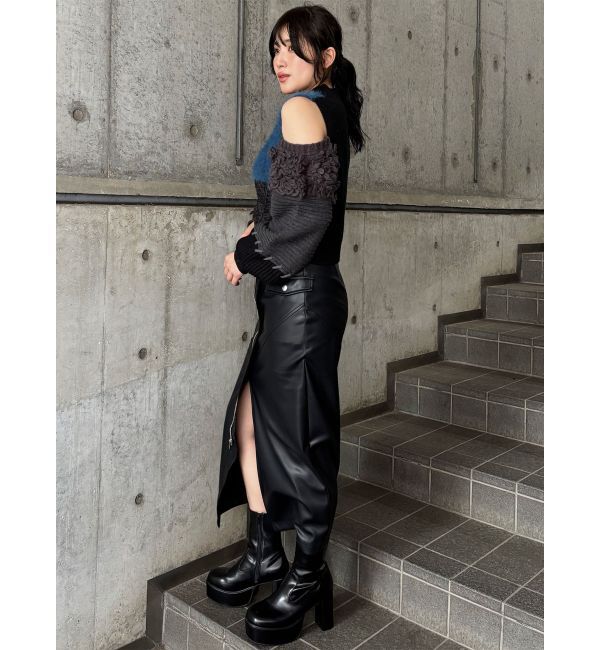 MURUA「2wayスタッズカバーブーツ」|ロングブーツ|