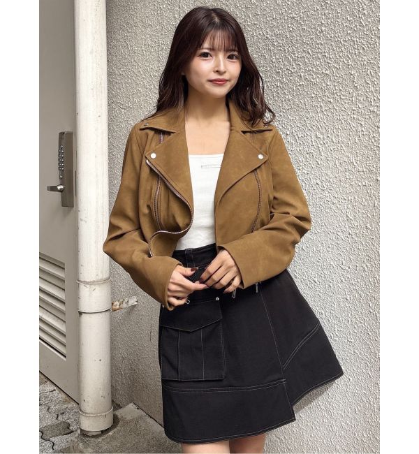 MURUA「コンパクトフェイクレザーライダースジャケット」|ライダースジャケット|