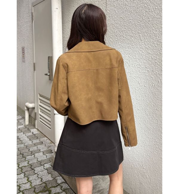 MURUA「コンパクトフェイクレザーライダースジャケット」|ライダースジャケット|