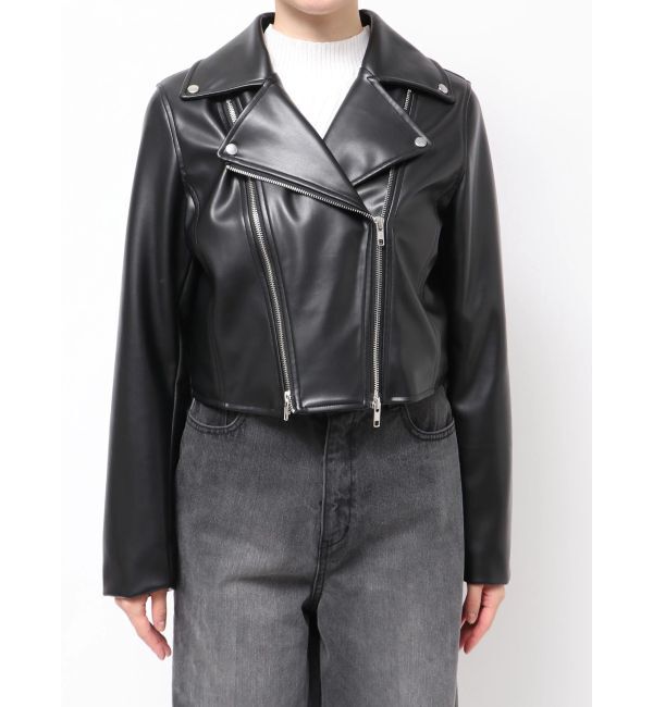 MURUA「コンパクトフェイクレザーライダースジャケット」|ライダースジャケット|