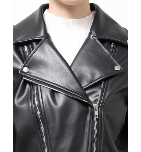 MURUA「コンパクトフェイクレザーライダースジャケット」|ライダースジャケット|