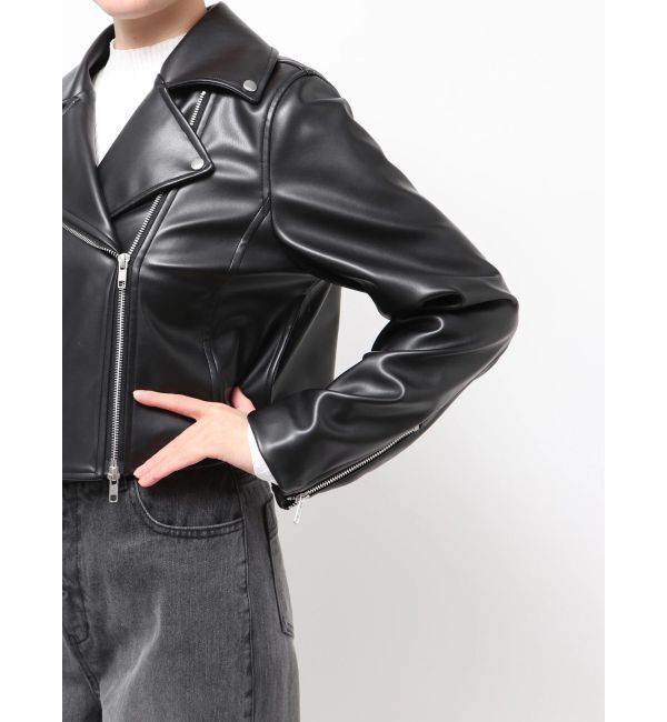 MURUA「コンパクトフェイクレザーライダースジャケット」|ライダースジャケット|