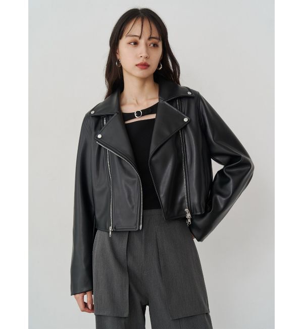 MURUA「コンパクトフェイクレザーライダースジャケット」|ライダースジャケット|