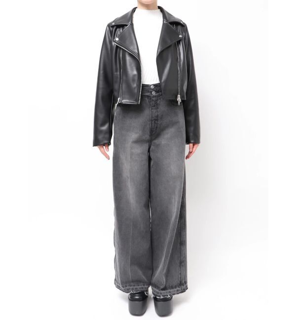 MURUA「コンパクトフェイクレザーライダースジャケット」|ライダースジャケット|