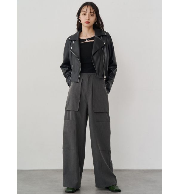 MURUA「コンパクトフェイクレザーライダースジャケット」|ライダースジャケット|