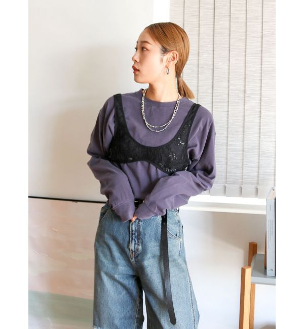 Ungrid「シアーエンブロイダリービスチェ」|シャツ・ブラウス|ブラック