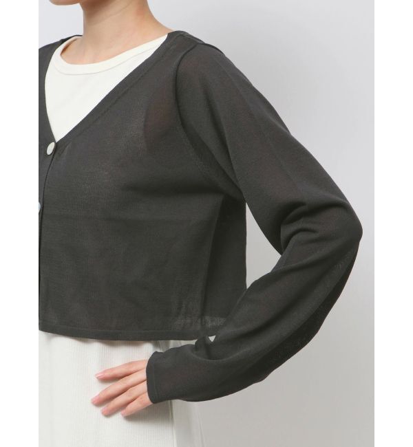 Ungrid「Vネックシアーショートニットカーデ」|カーディガン|