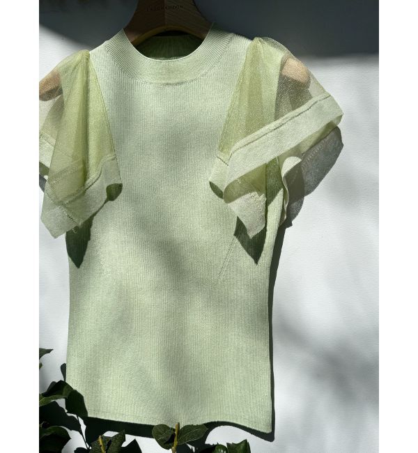 LAGUNAMOON「ハンカチーフスリーブニットプルオーバー」|ニット・セーター|ミントグリーン