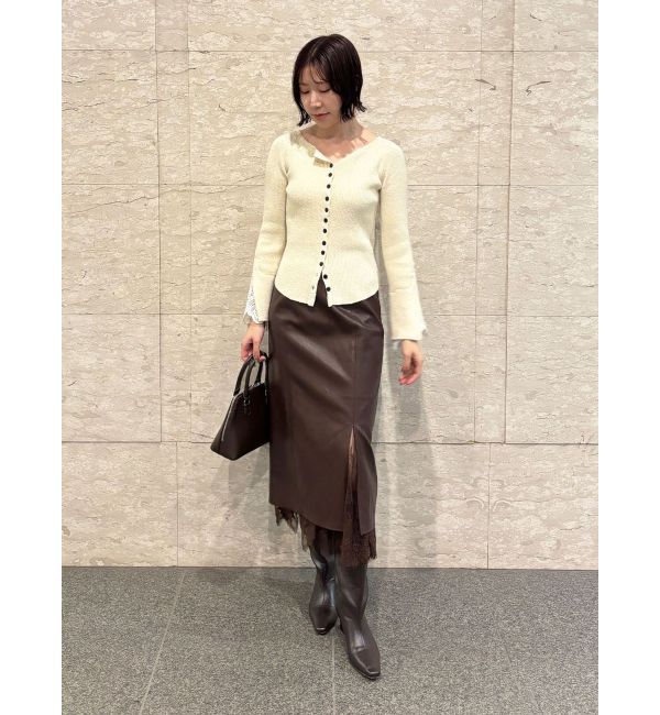 LAGUNAMOON「ヘムレースレイヤードハイウエストエコレザースカート」|スカート|