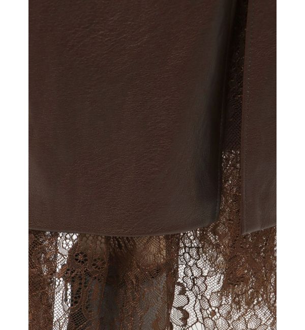 LAGUNAMOON「ヘムレースレイヤードハイウエストエコレザースカート」|スカート|