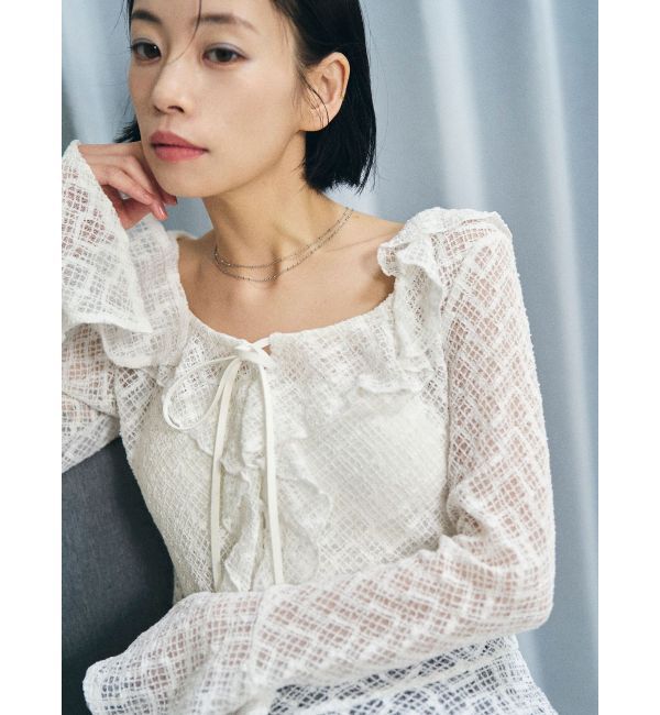 LAGUNAMOON「レースフリルデザインシャツ」|シャツ・ブラウス|ホワイト