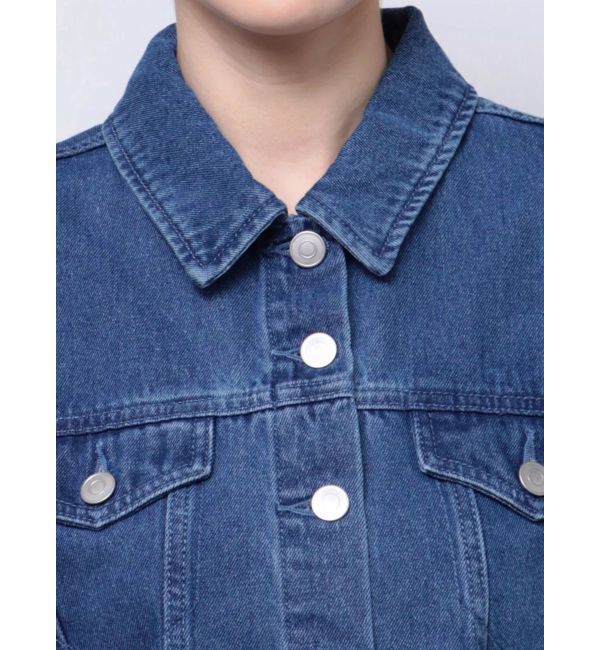 EVRIS「フリンジデザインデニムショートベスト」|デニムジャケット|