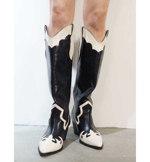 EVRIS「エッジデザインウエスタンブーツ」|ロングブーツ|