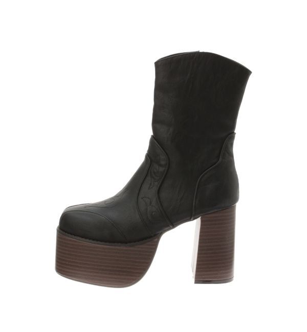 EVRIS「ウエスタンデザインプラットフォームブーツ」|ショートブーツ|