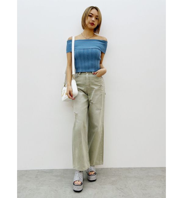 EVRIS「オーバークラッシュワイドデニムパンツ」|デニム|