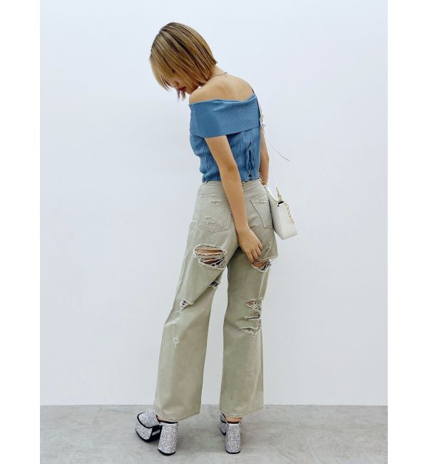 EVRIS「オーバークラッシュワイドデニムパンツ」|デニム|