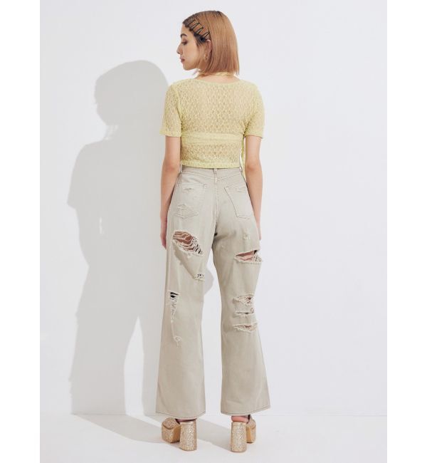 EVRIS「オーバークラッシュワイドデニムパンツ」|デニム|