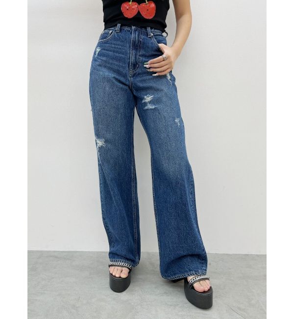 EVRIS「オーバークラッシュワイドデニムパンツ」|デニム|