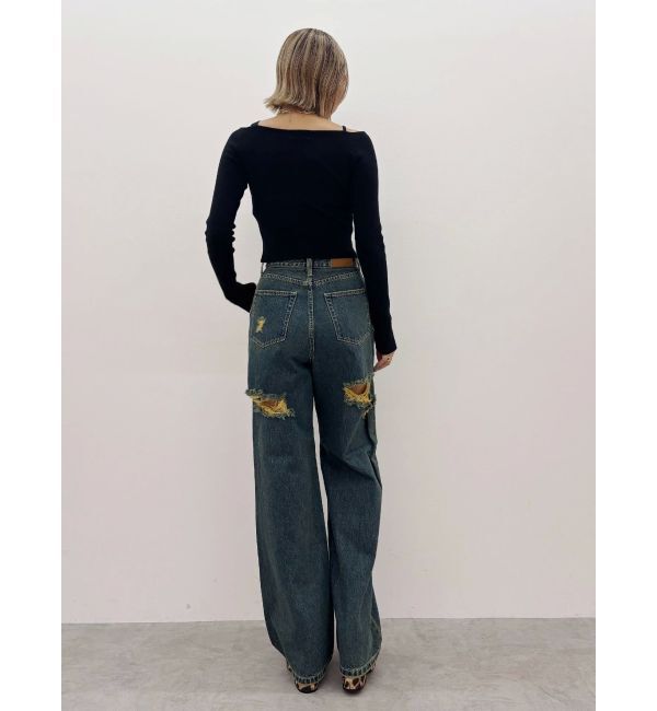 EVRIS「BACKスラッシュワイドデニムパンツ」|デニム|