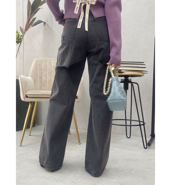 EVRIS「BACKスラッシュワイドデニムパンツ」|デニム|