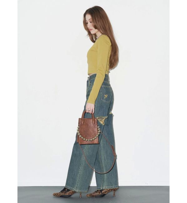 EVRIS「BACKスラッシュワイドデニムパンツ」|デニム|