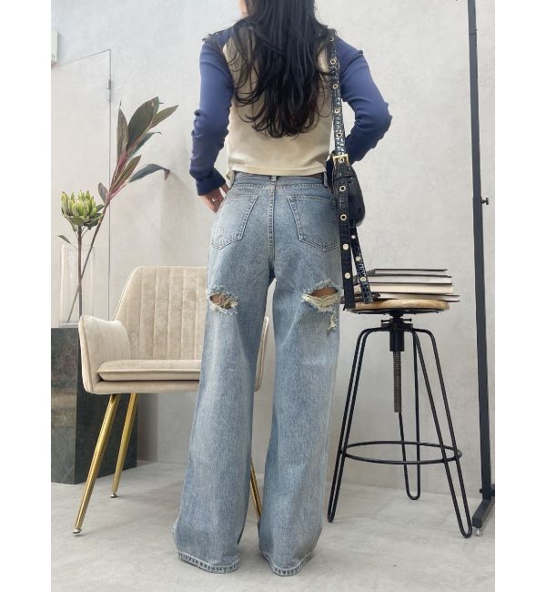 EVRIS「BACKスラッシュワイドデニムパンツ」|デニム|