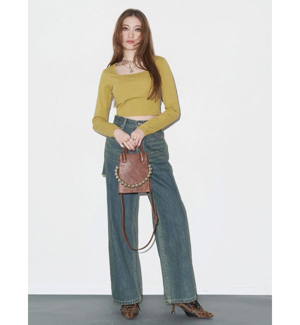 EVRIS「BACKスラッシュワイドデニムパンツ」|デニム|