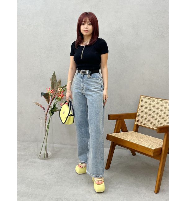 EVRIS「BACKスラッシュワイドデニムパンツ」|デニム|