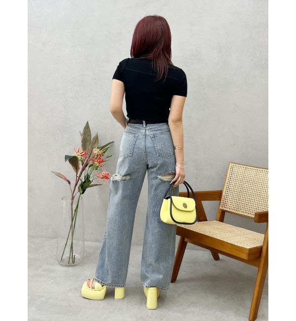 EVRIS「BACKスラッシュワイドデニムパンツ」|デニム|