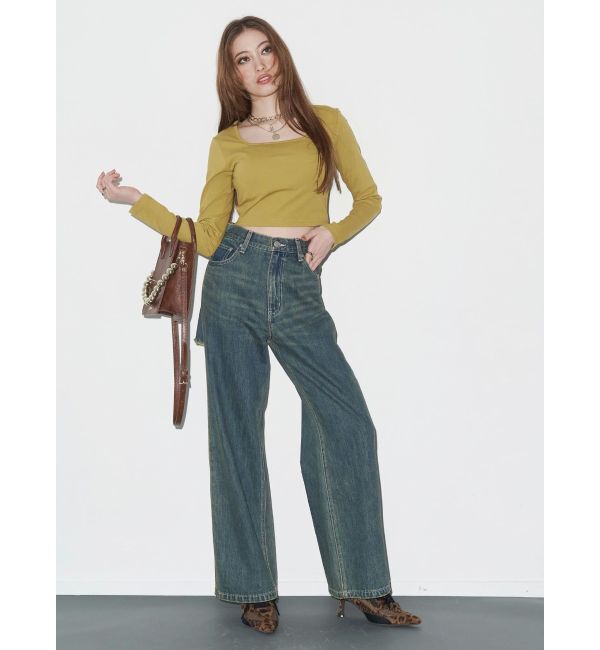 EVRIS「BACKスラッシュワイドデニムパンツ」|デニム|