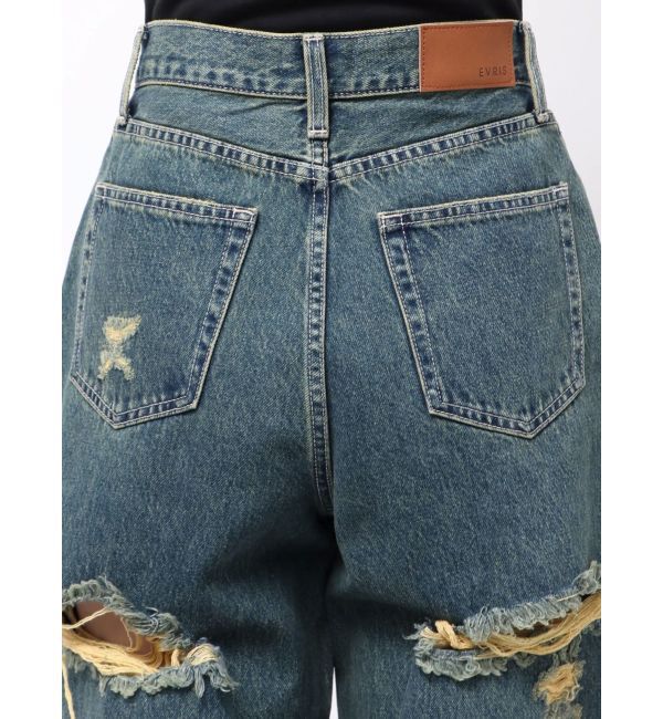 EVRIS「BACKスラッシュワイドデニムパンツ」|デニム|