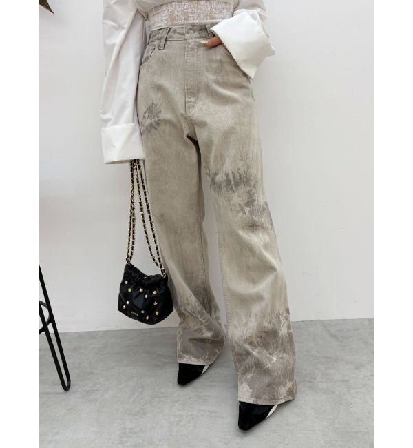 EVRIS「マーブルワイドデニムパンツ」|デニム|