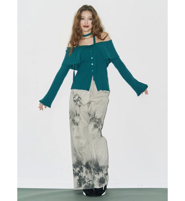 EVRIS「マーブルワイドデニムパンツ」|デニム|