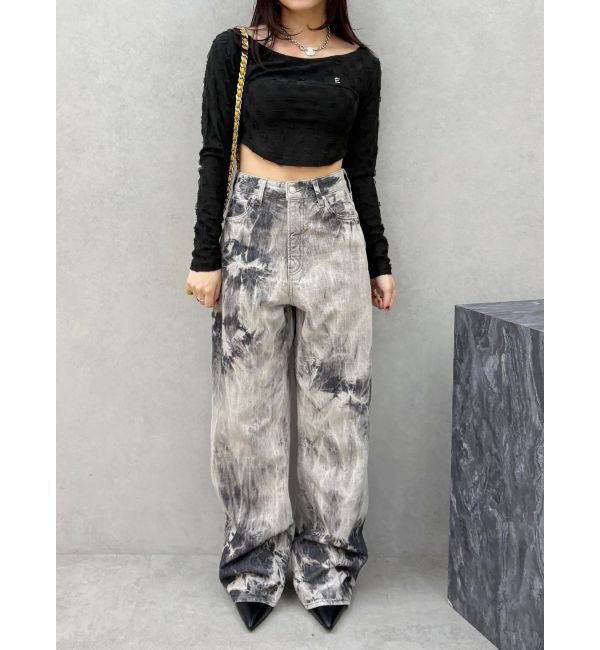 EVRIS「マーブルワイドデニムパンツ」|デニム|