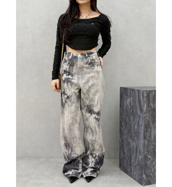 EVRIS「マーブルワイドデニムパンツ」|デニム|