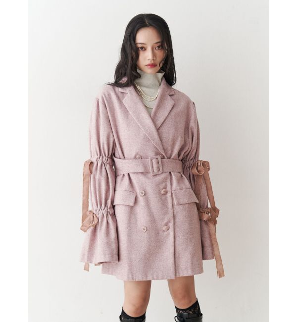 jouetie「スリーブリボンジャケットコート」|テーラードジャケット|ピンク
