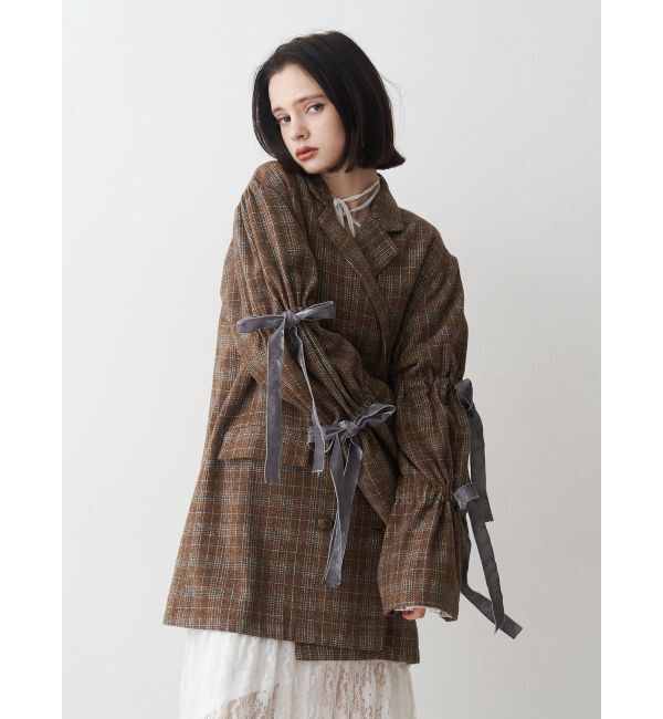 jouetie「スリーブリボンジャケットコート」|テーラードジャケット|ブラウン