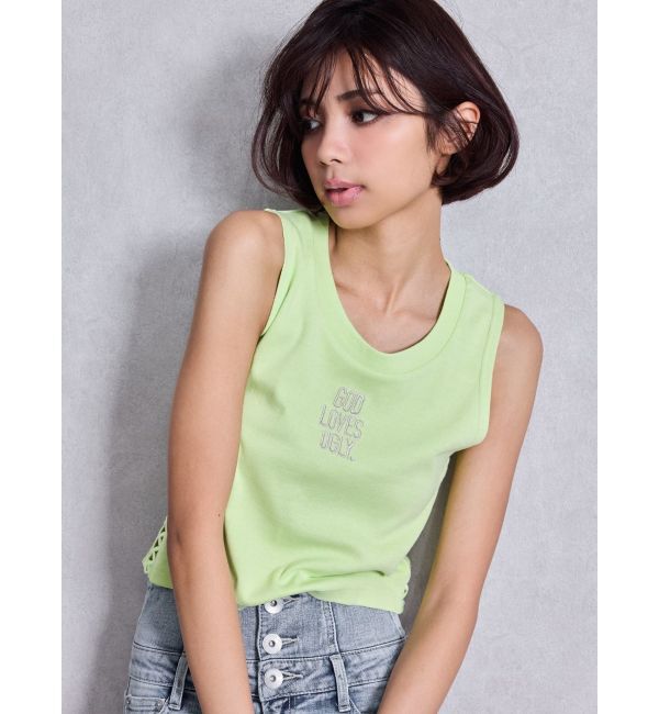 GYDA「GOD LOVES UGLYサイドレースタンクトップ」|タンクトップ|