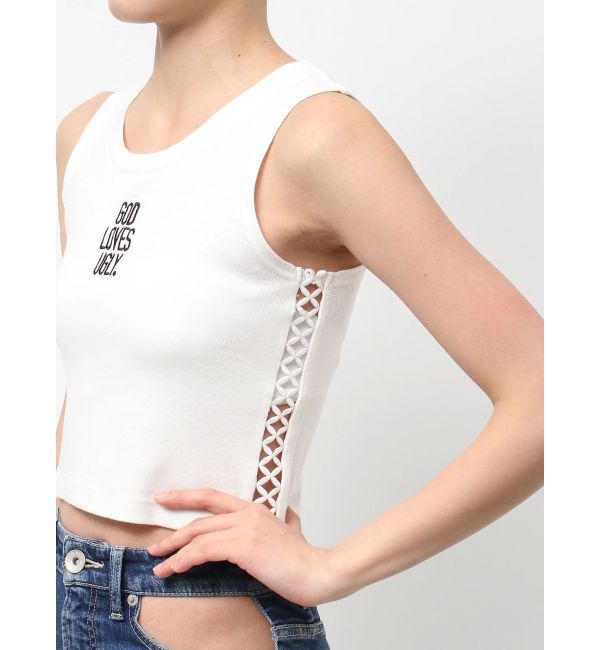 GYDA「GOD LOVES UGLYサイドレースタンクトップ」|タンクトップ|