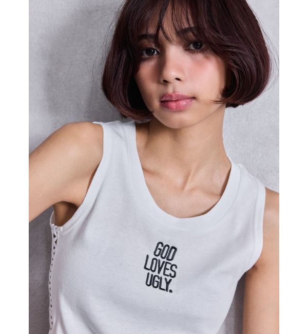 GYDA「GOD LOVES UGLYサイドレースタンクトップ」|タンクトップ|